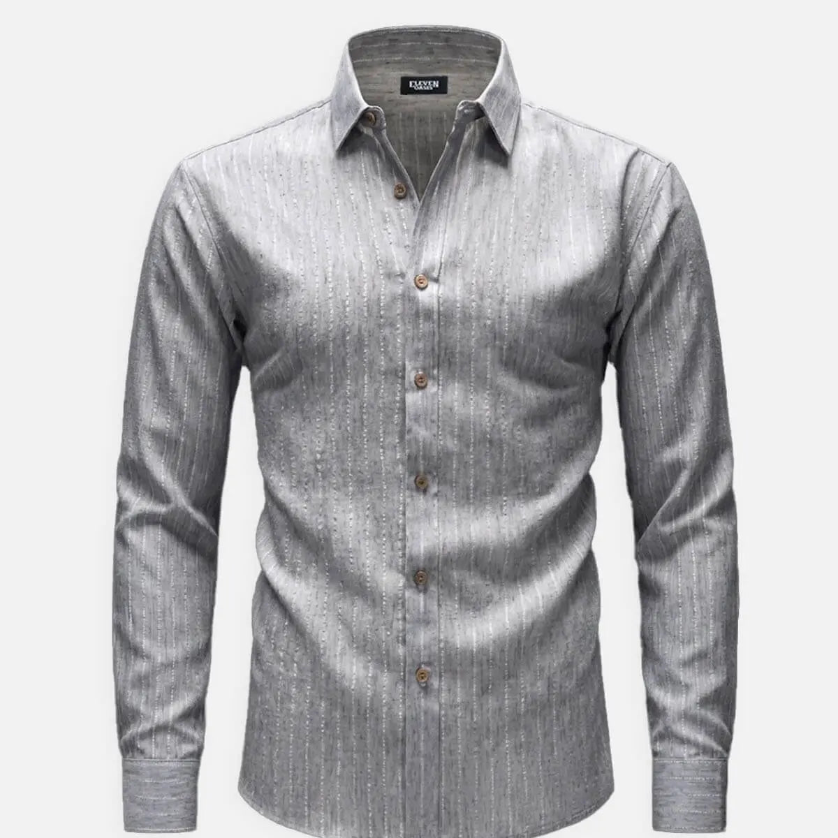 Men's Subtle Sheen Striped Long Sleeve Shirt Eleven Oasis