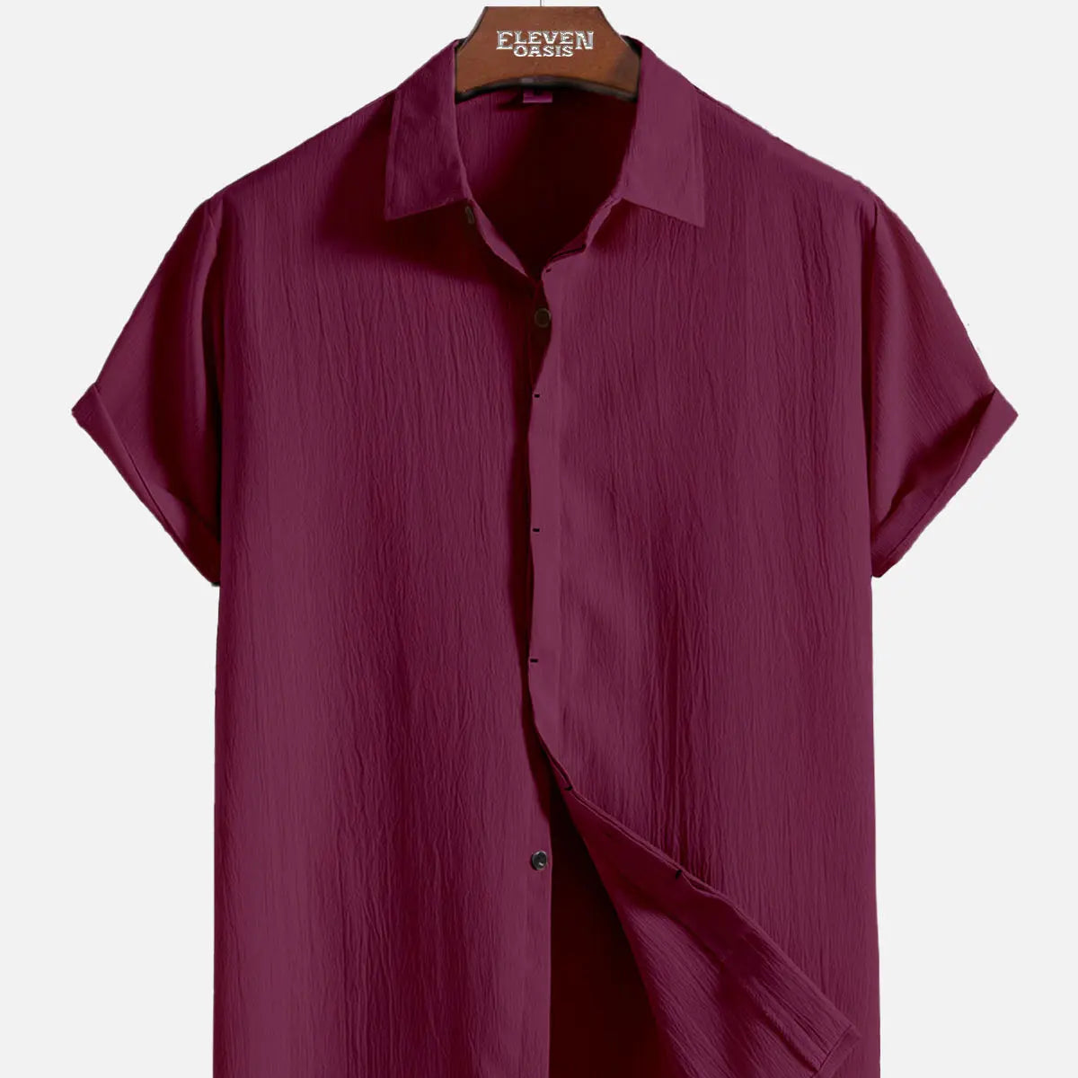 Men's Everyday Crinkle Texture Short Sleeve Shirt ElevenOasis