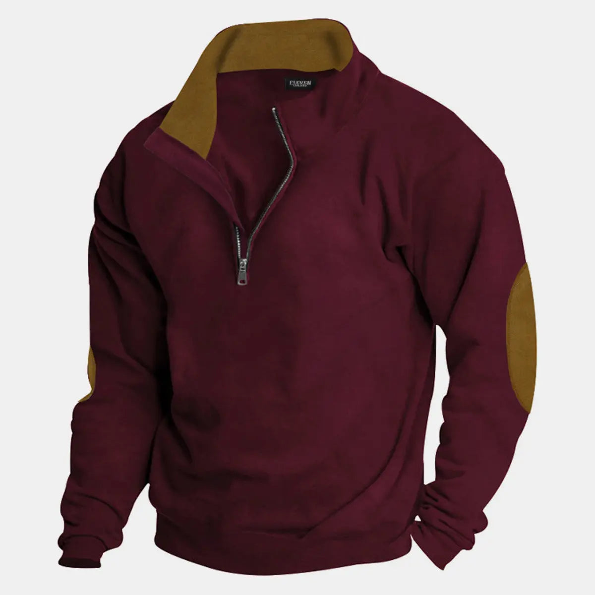 Men's Quarter Zip Elbow Patch Pullover ElevenOasis