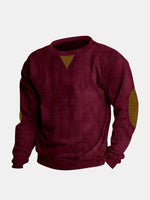 Men's Corduroy Elbow Patch Crew Neck Sweatshirt Eleven Oasis