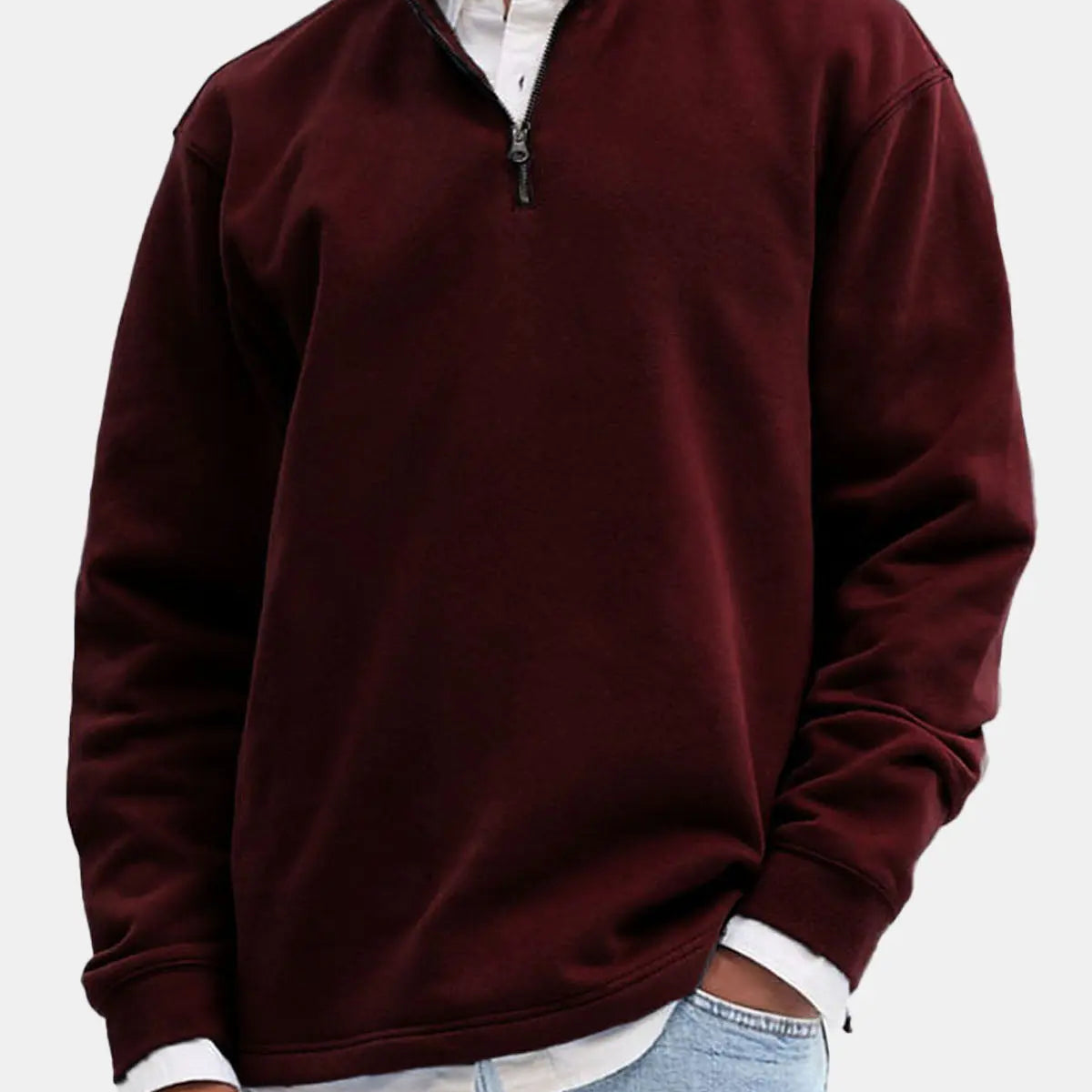 Men's Quarter-Zip Cotton Blend Sweatshirt ElevenOasis