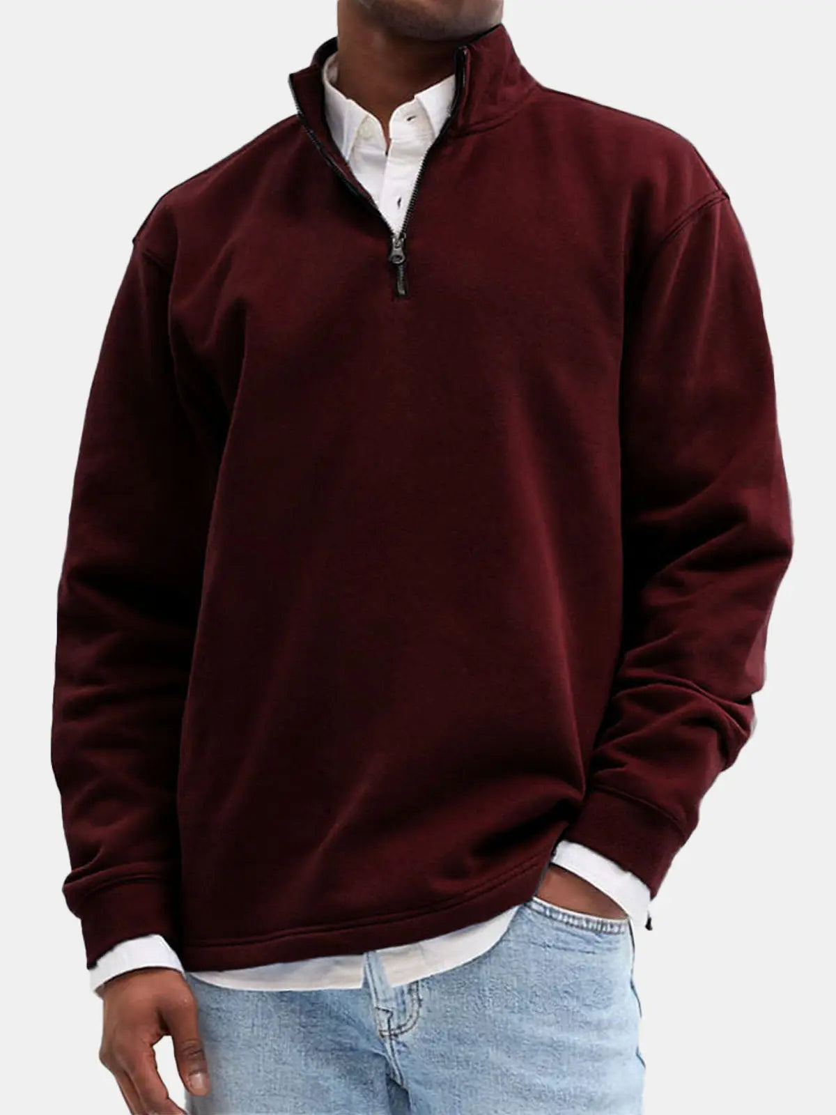 Men's Quarter-Zip Cotton Blend Sweatshirt ElevenOasis