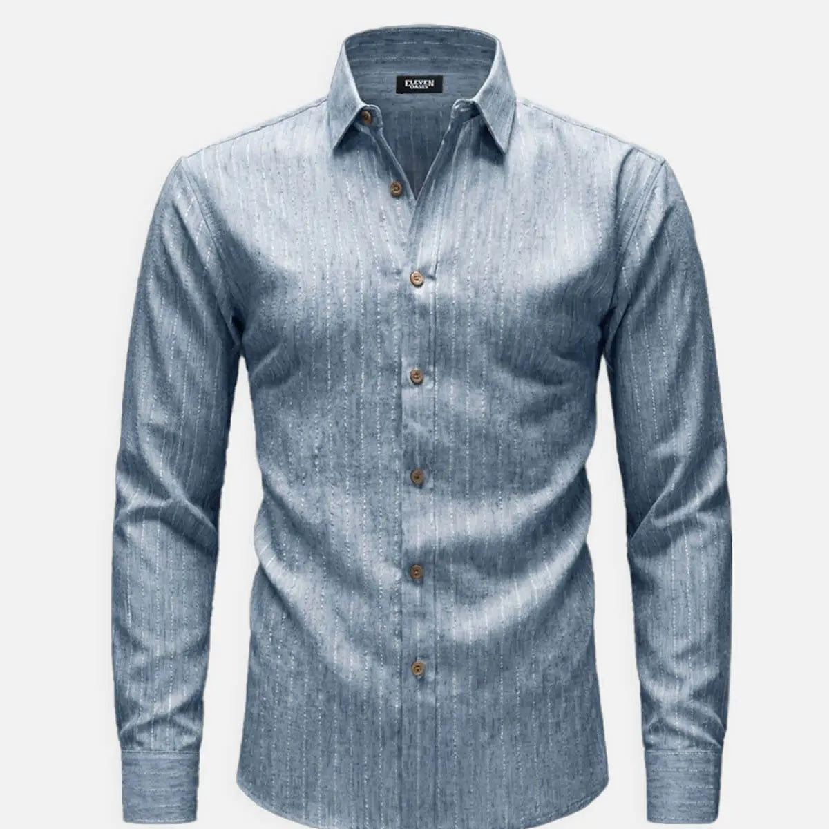 Men's Subtle Sheen Striped Long Sleeve Shirt ElevenOasis