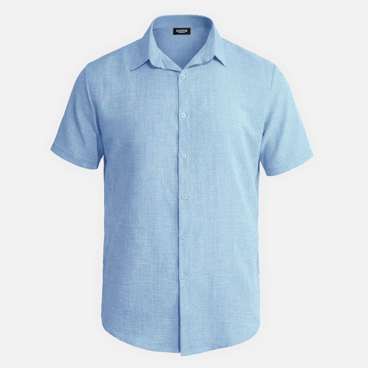 Men's Tonal Button Linen-Blend Short Sleeve Shirt Eleven Oasis
