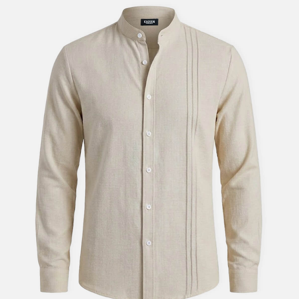 Men's Textured Pleated Panel Long Sleeve Shirt Eleven Oasis
