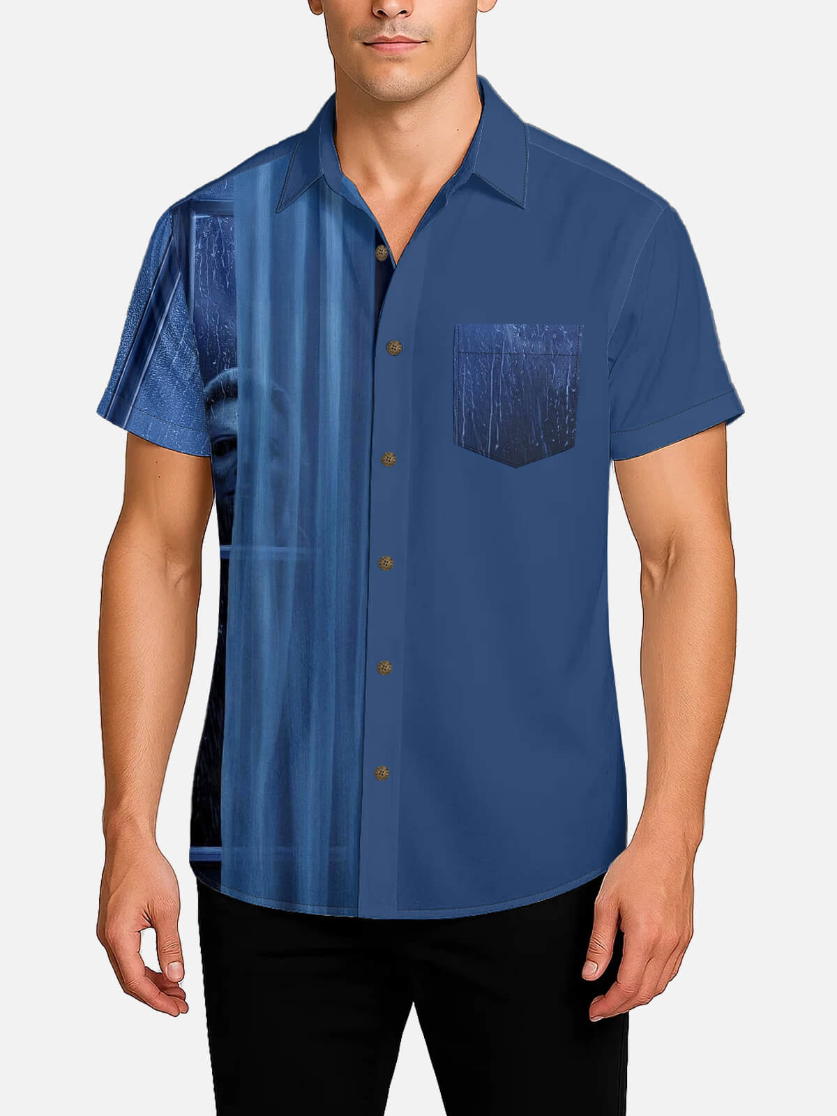 Tall Men's Michael Myers Window Scene Halloween Short Sleeve Shirt ElevenOasis