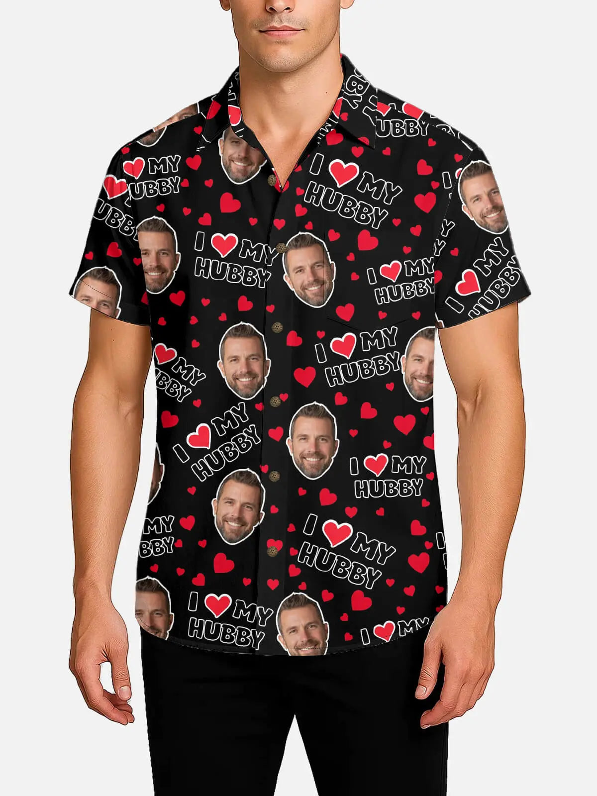 Custom Face Love Short Sleeve Shirt - I Heart My Wife / I Heart My Hubby (Sold individually) Eleven Oasis