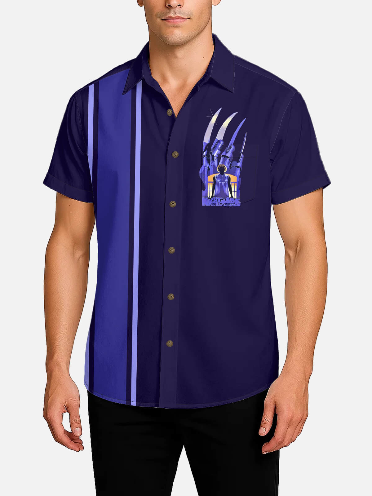 Tall Men's Nightmare on Elm Street Panel Short Sleeve Shirt Eleven Oasis