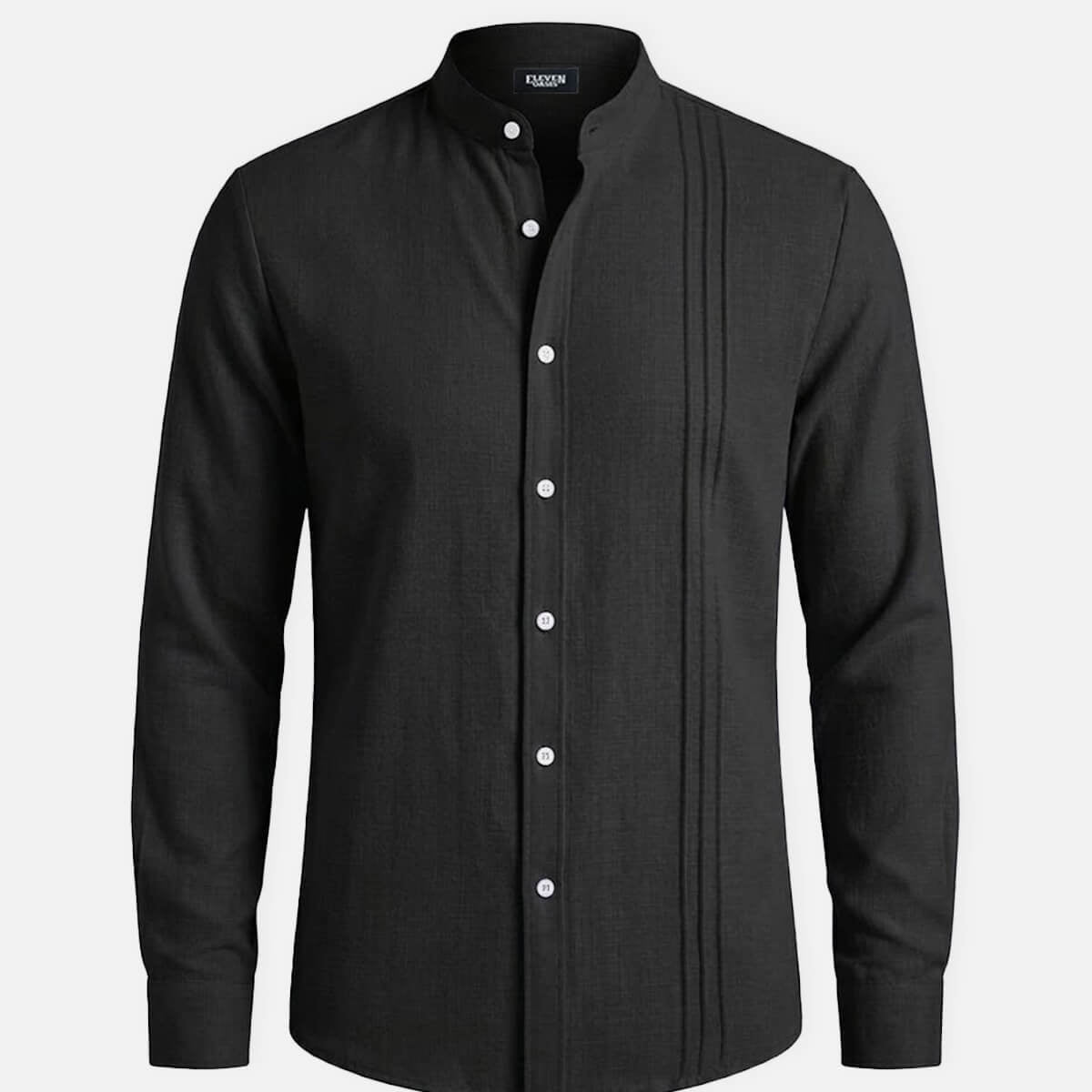 Men's Textured Pleated Panel Long Sleeve Shirt Eleven Oasis
