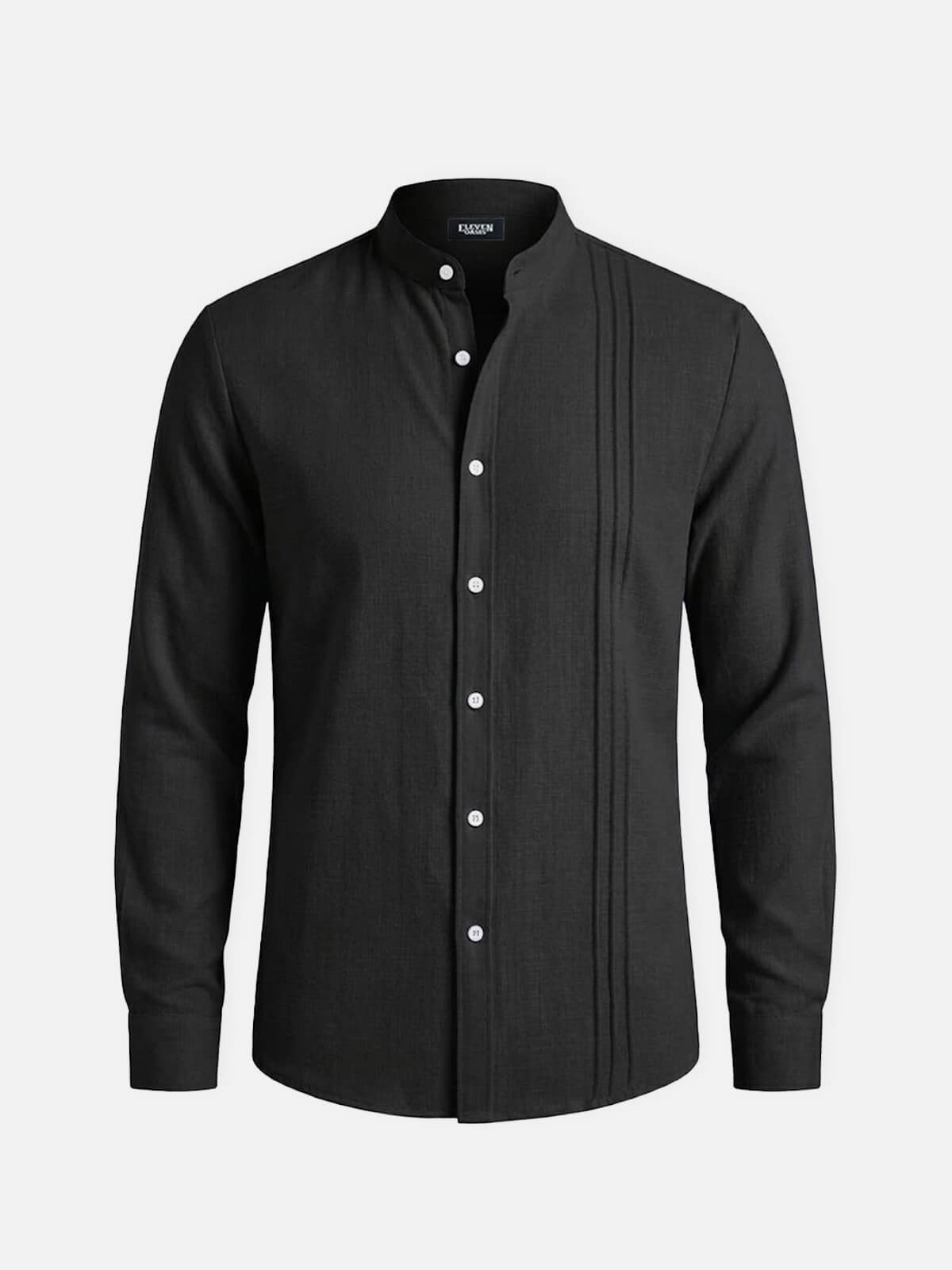 Men's Textured Pleated Panel Long Sleeve Shirt Eleven Oasis