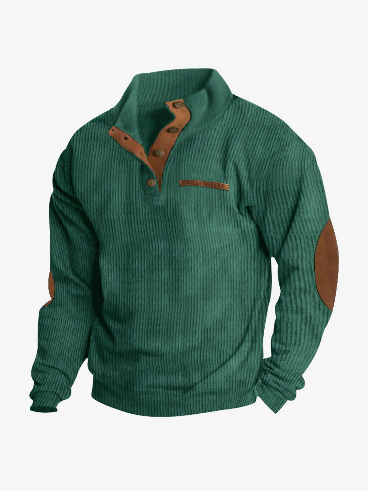 Men's Cord Texture Button Mock Neck Pullover ElevenOasis