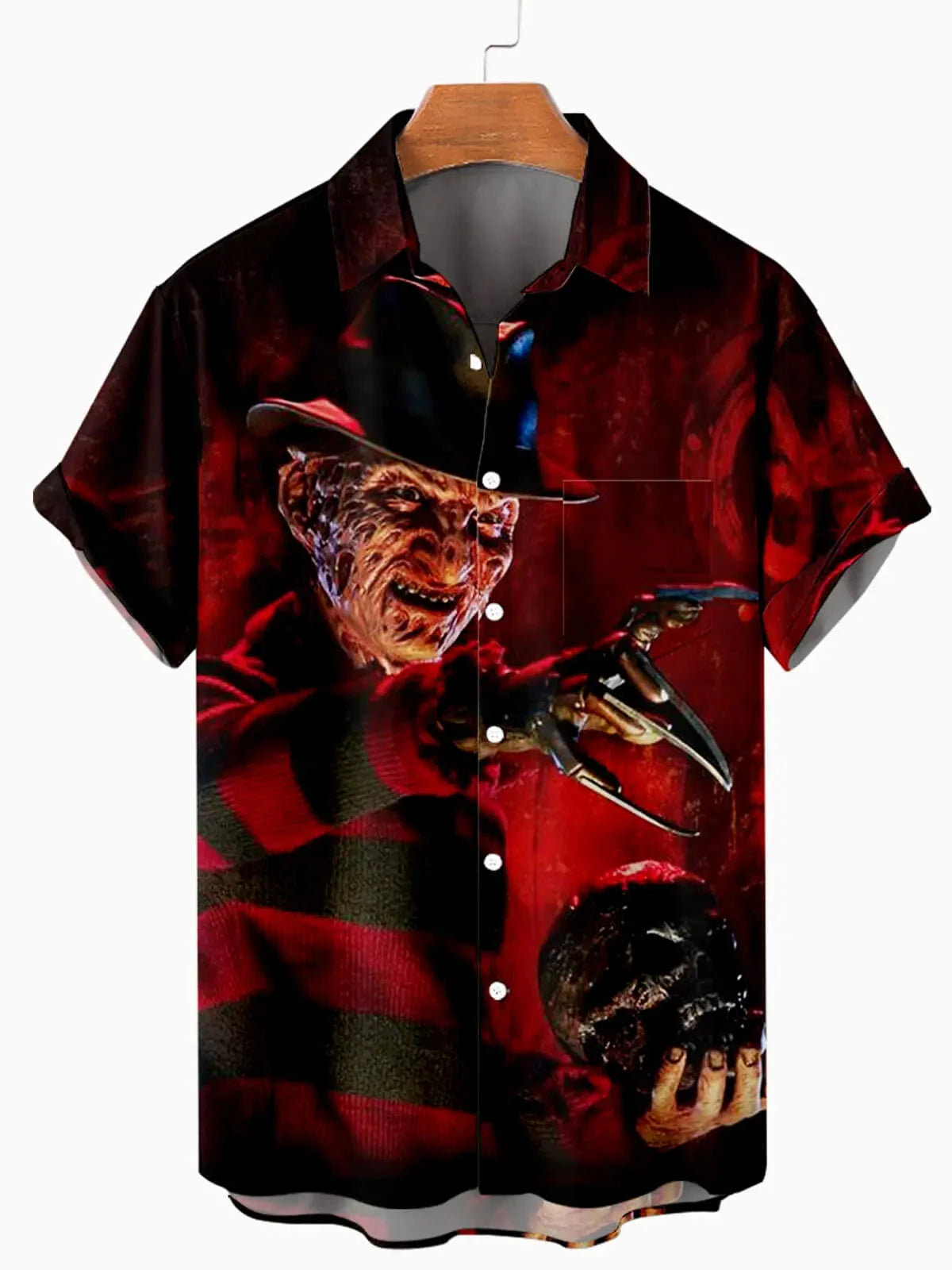 Tall Men's Nightmare on Elm Street Freddy Krueger Short Sleeve Shirt Eleven Oasis