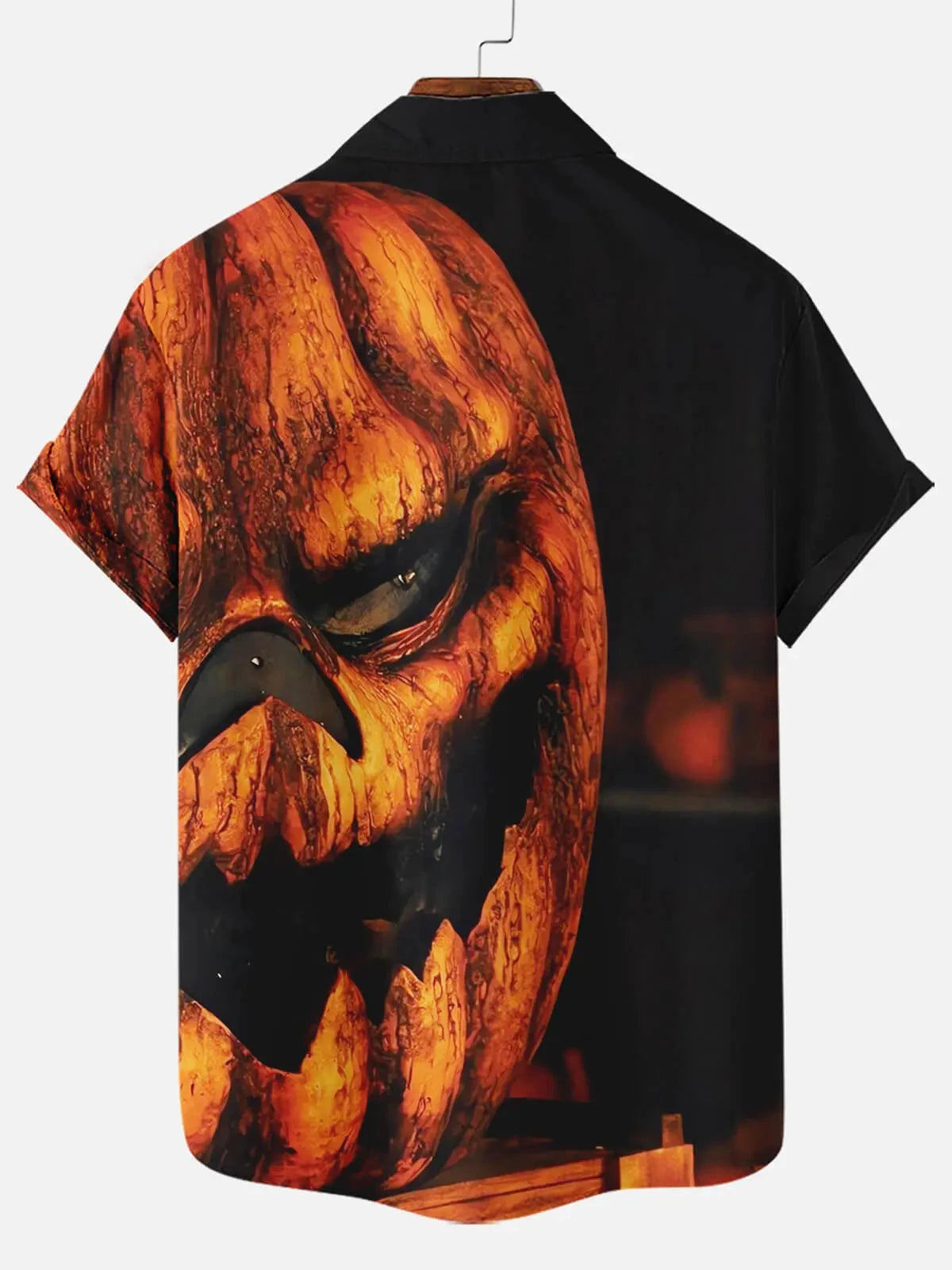 Tall Men's Evil Pumpkin Halloween Short Sleeve Shirt ElevenOasis