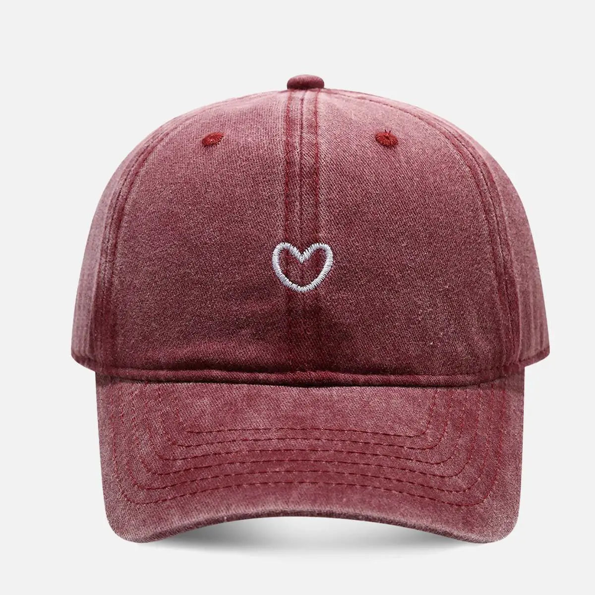 Heart Washed Cotton Baseball Cap ElevenOasis