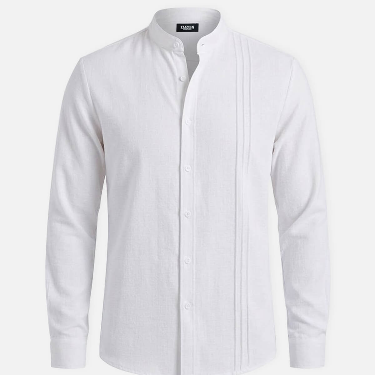Men's Textured Pleated Panel Long Sleeve Shirt Eleven Oasis