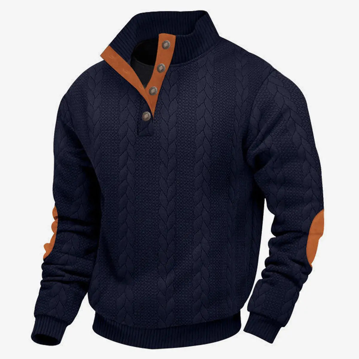 Men's Braided Cable Knit Quarter Button Sweatshirt ElevenOasis