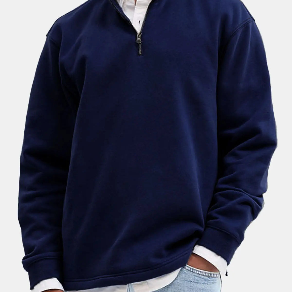 Men's Quarter-Zip Cotton Blend Sweatshirt ElevenOasis