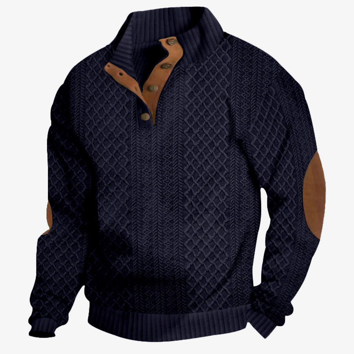 Men's Cable Knit Quarter Button Pullover Sweatshirt ElevenOasis