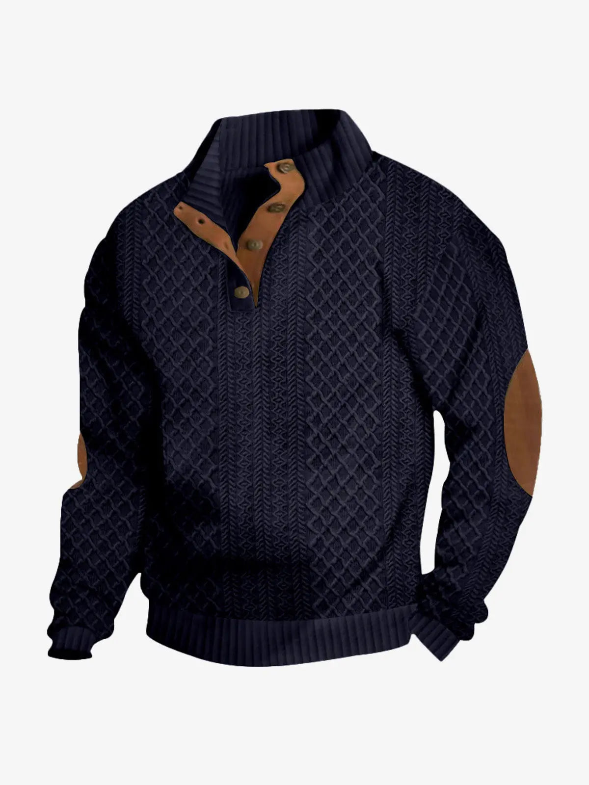 Men's Cable Knit Quarter Button Pullover Sweatshirt ElevenOasis