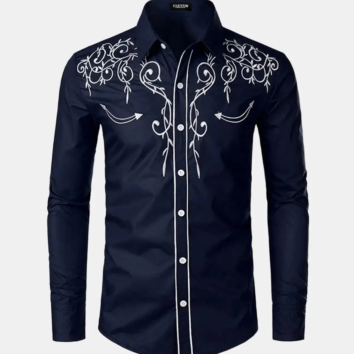 Men's Western Embroidered Long Sleeve Shirt ElevenOasis