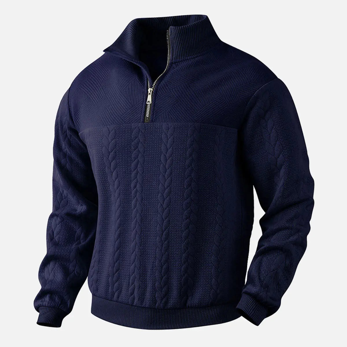 Men's Quarter-Zip Textured Pullover Sweatshirt ElevenOasis