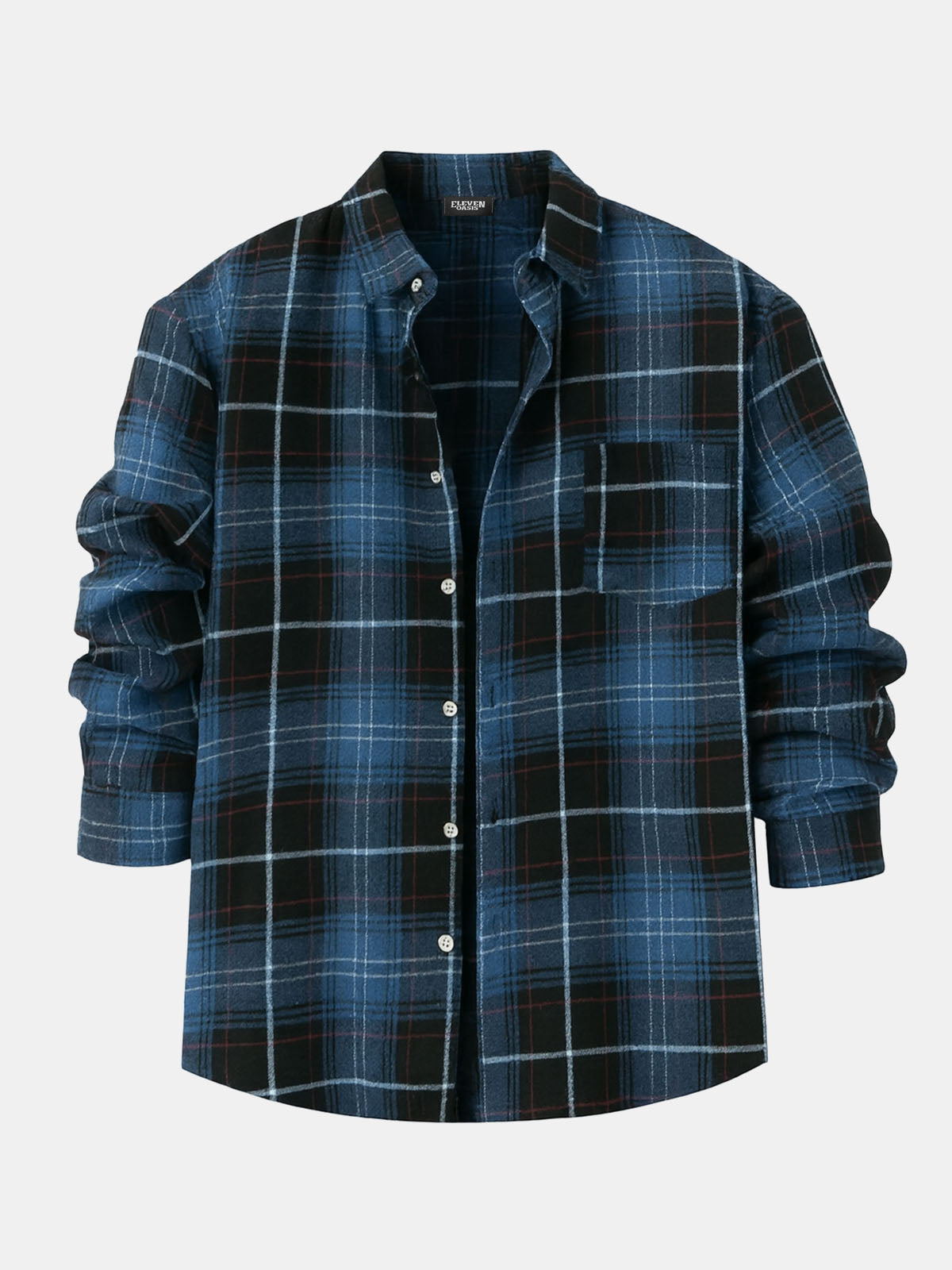 Men's Button-Down Plaid Long Sleeve Shirt Eleven Oasis