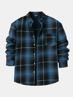 Men's Button-Down Plaid Long Sleeve Shirt ElevenOasis