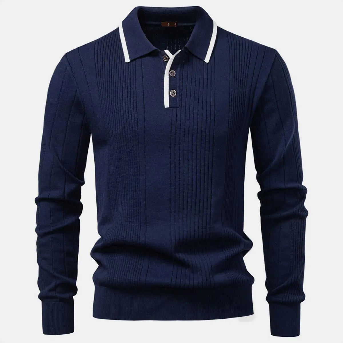 Men's Ribbed Knit Long Sleeve Polo Eleven Oasis