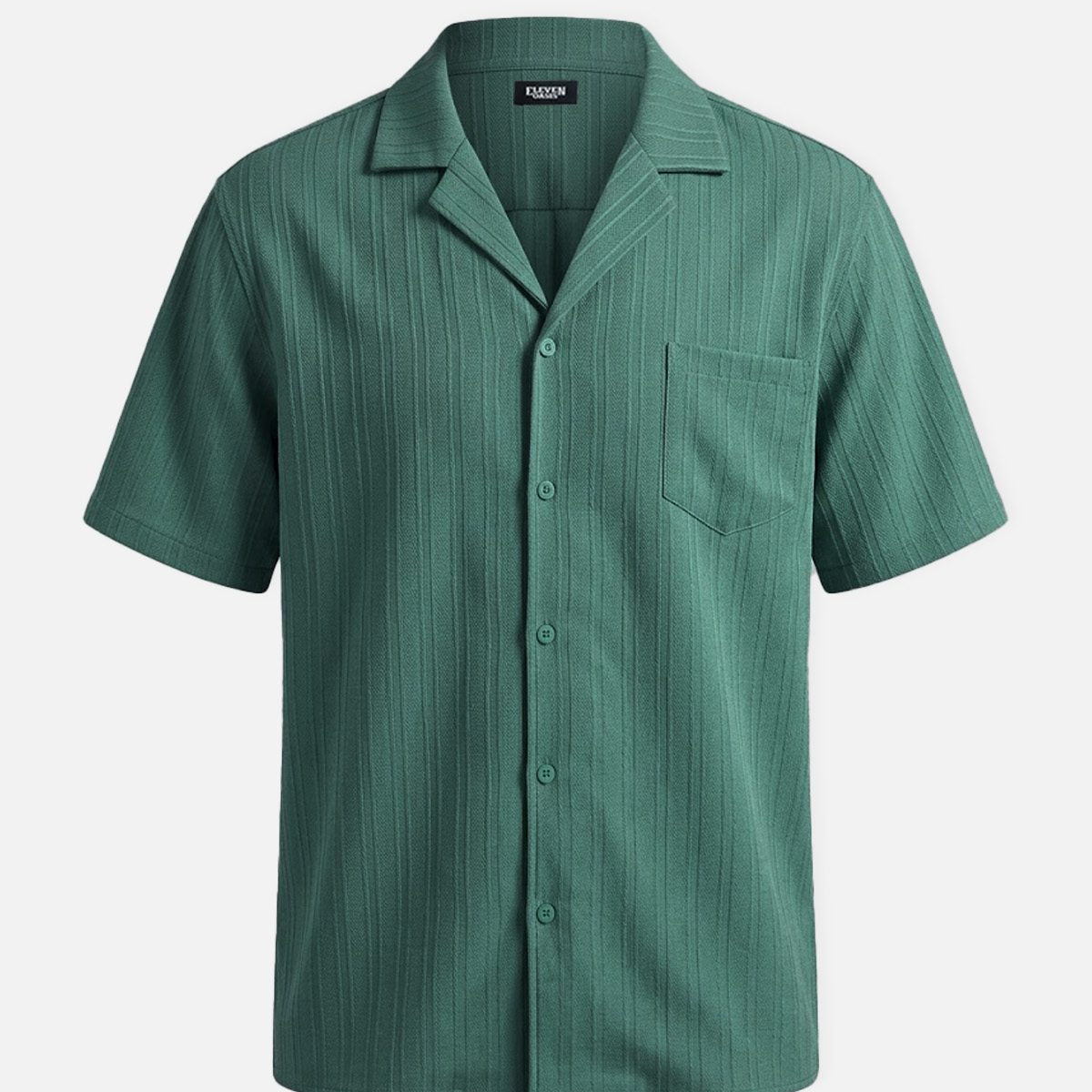 Men's Textured Camp Collar Short Sleeve Shirt ElevenOasis