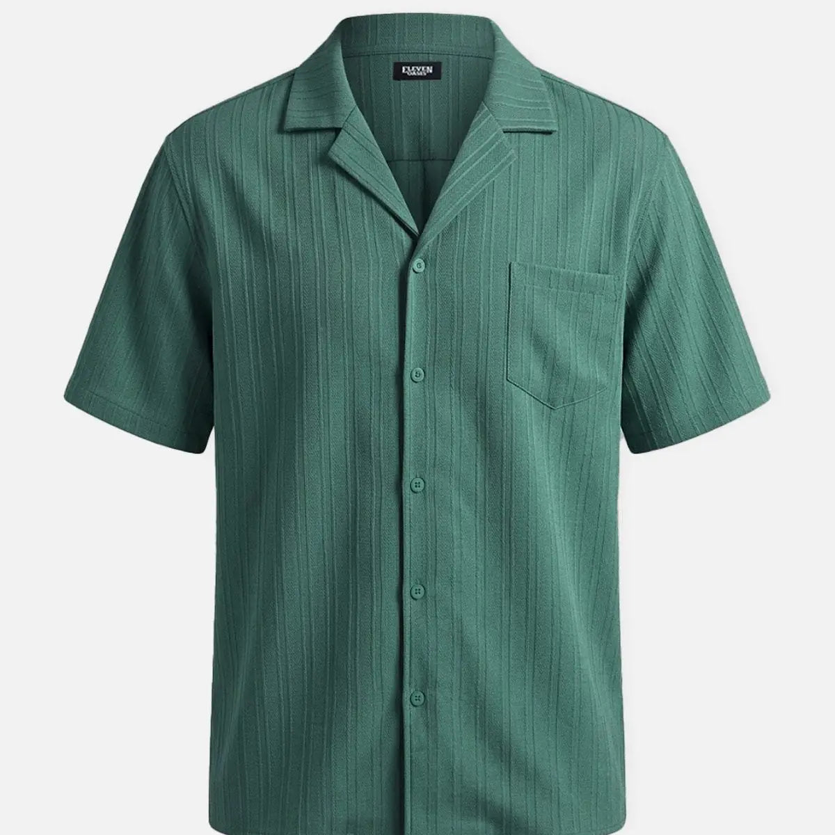 Men's Textured Camp Collar Short Sleeve Shirt ElevenOasis