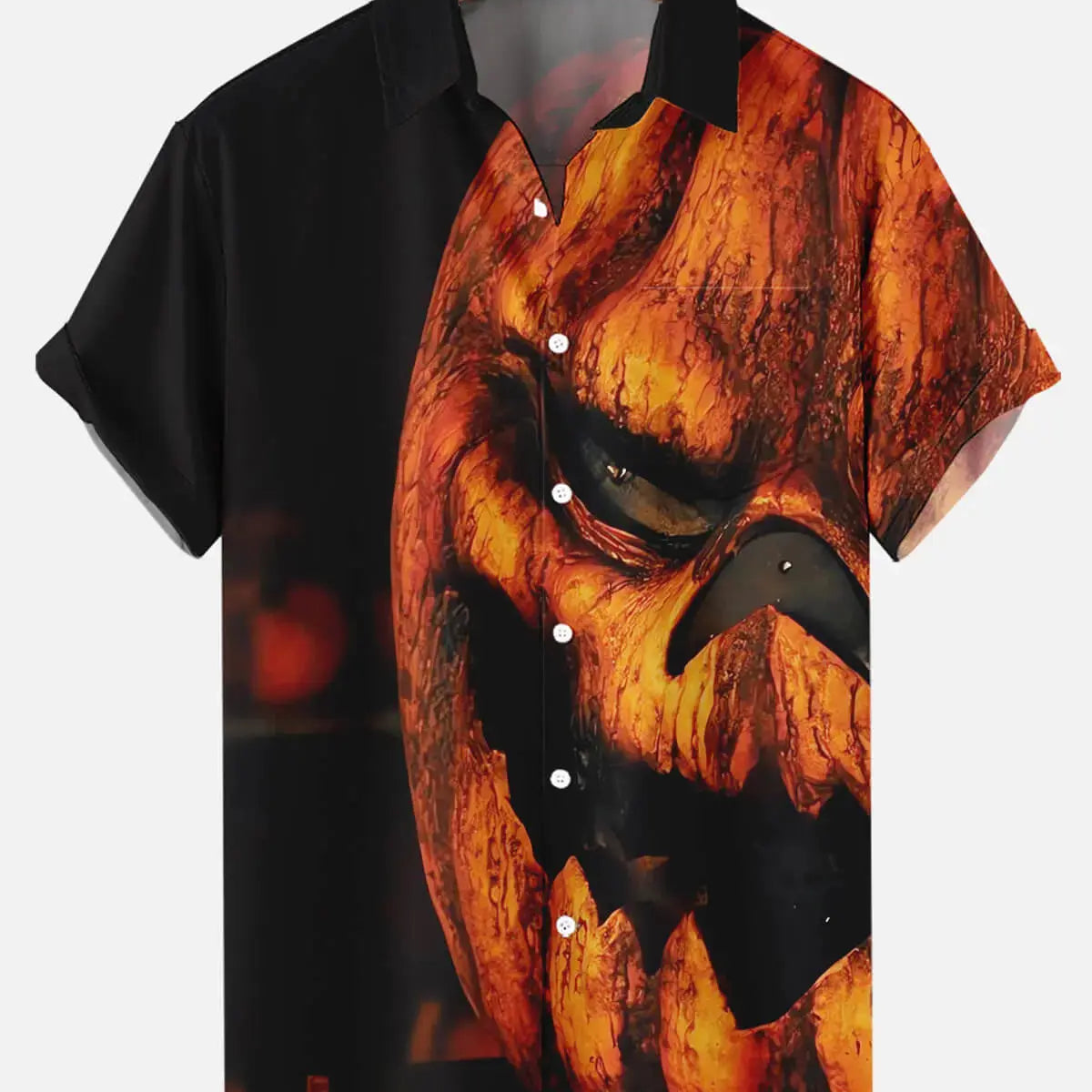 Tall Men's Evil Pumpkin Halloween Short Sleeve Shirt ElevenOasis
