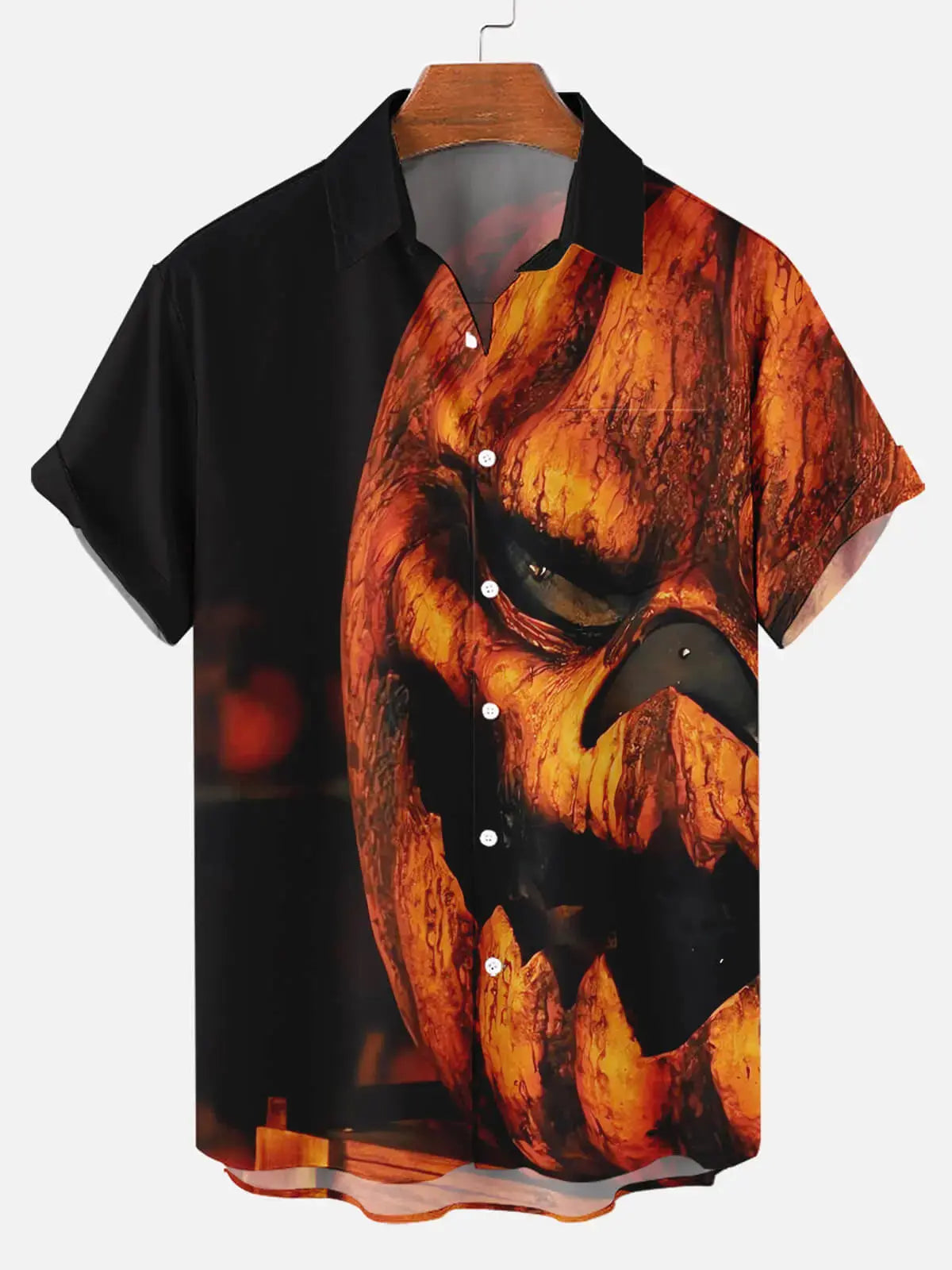 Tall Men's Evil Pumpkin Halloween Short Sleeve Shirt ElevenOasis