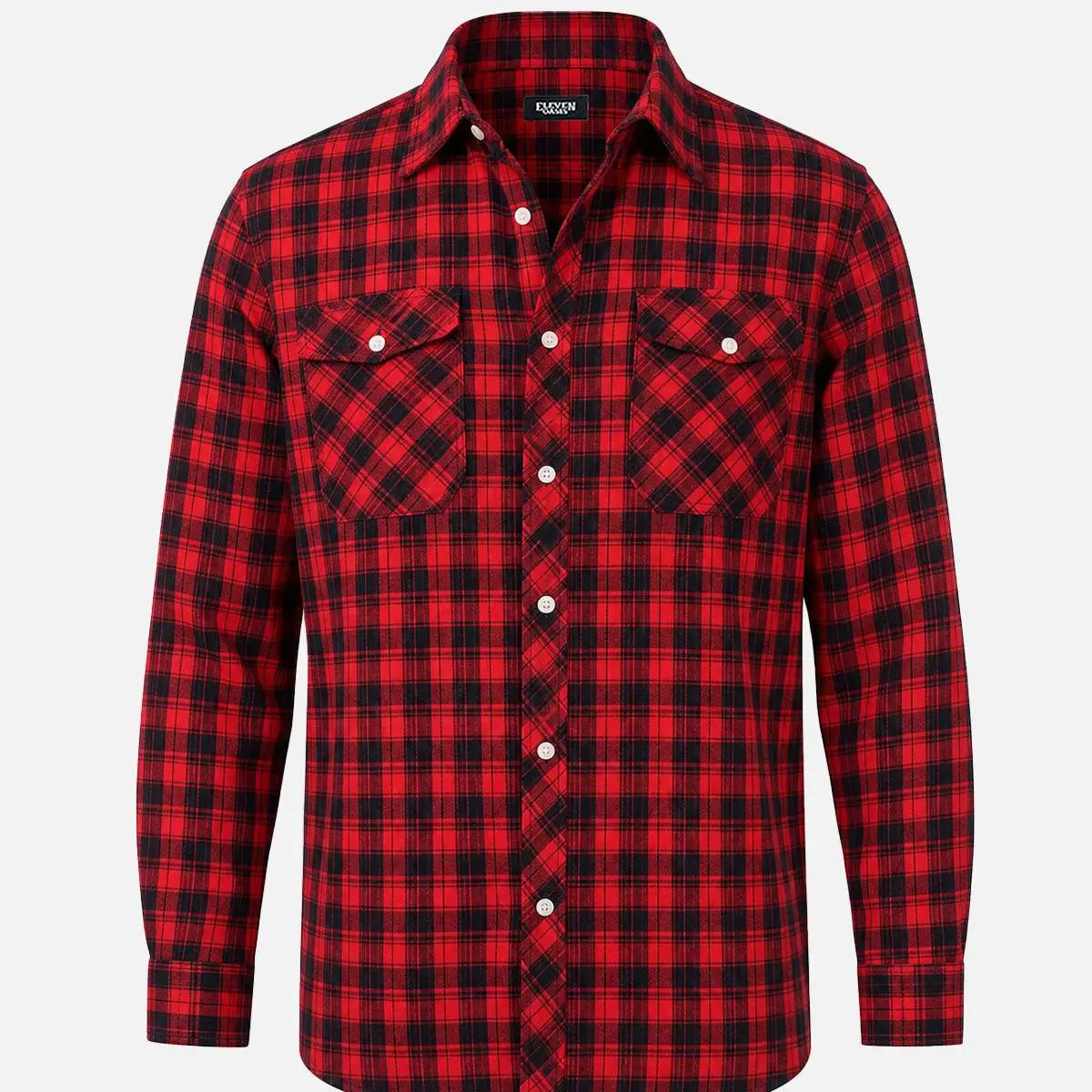 Men's Brushed Plaid Double Pocket Long Sleeve Flannel Shirt Eleven Oasis