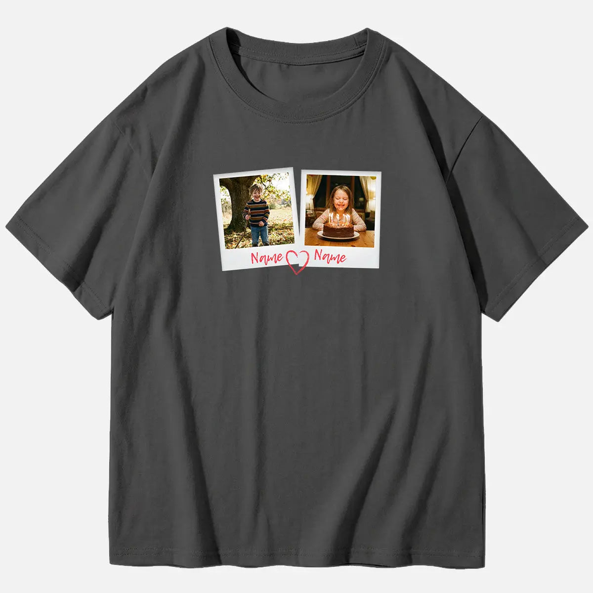 Custom Photos & Names Cotton Short Sleeve T-Shirt Eleven Oasis