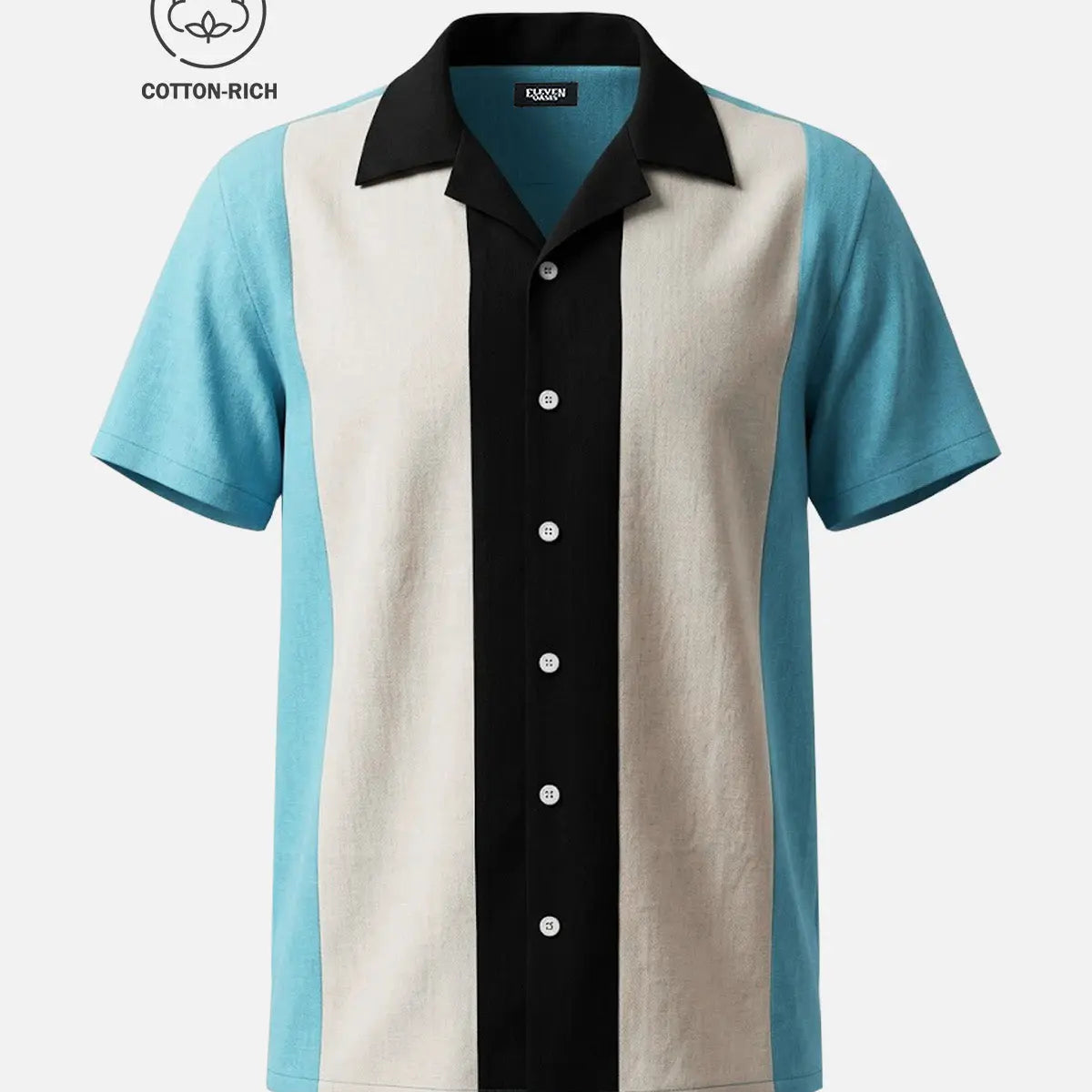 Men's Cotton Triple Panel Bowling Short Sleeve Shirt Eleven Oasis