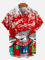 Christmas Shark Pattern Men's Short Sleeve ShirtMens short sleeve shirts Big and tall Mens shirts Short sleeve shirts for men Mens 4xl shirts Casual short sleeve shirts