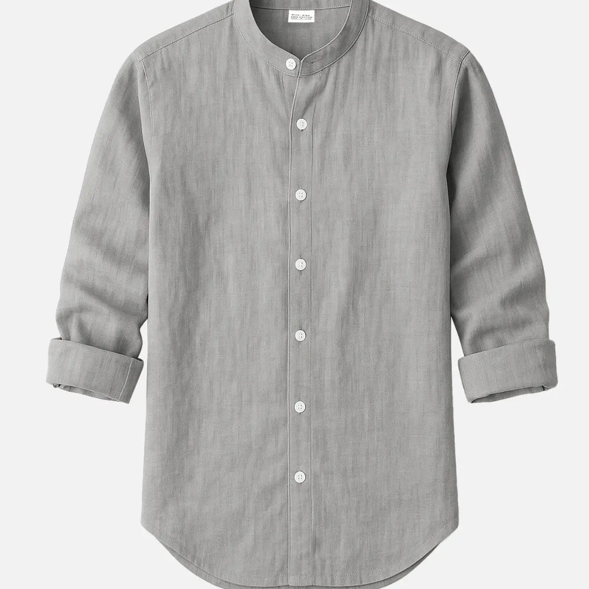 Men's Linen Blend Band Collar Long Sleeve Shirt ElevenOasis
