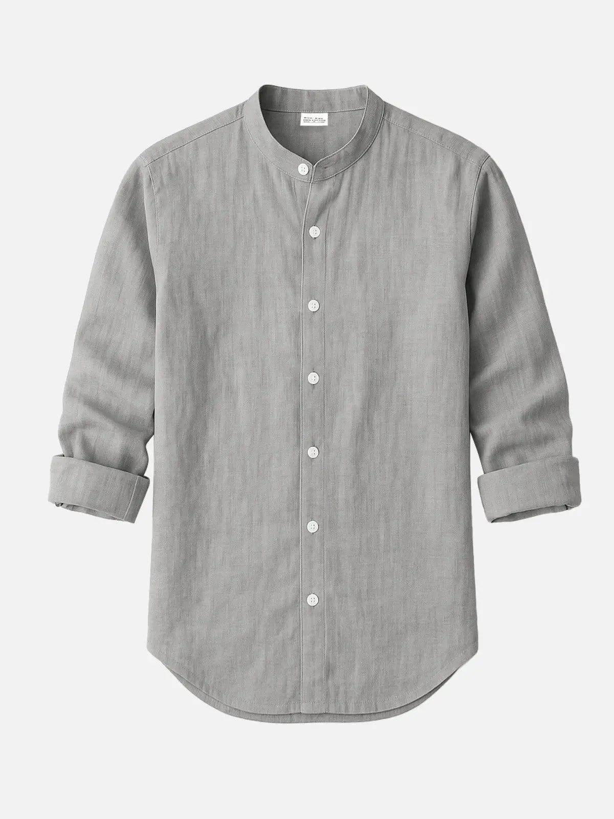 Men's Linen Blend Band Collar Long Sleeve Shirt ElevenOasis