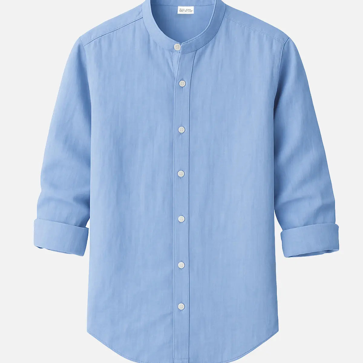 Men's Linen Blend Band Collar Long Sleeve Shirt ElevenOasis