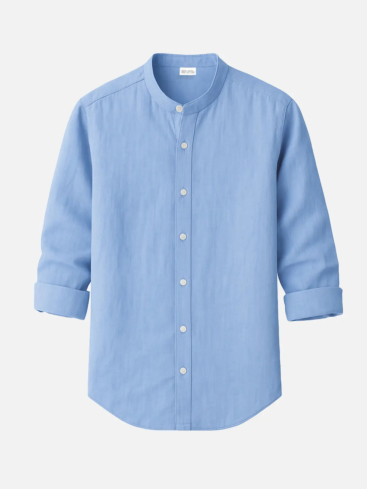 Men's Linen Blend Band Collar Long Sleeve Shirt ElevenOasis