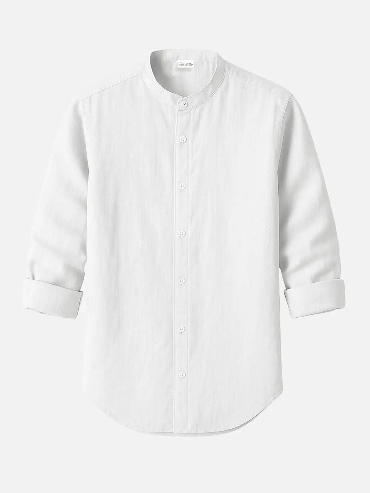Men's Linen Blend Band Collar Long Sleeve Shirt ElevenOasis