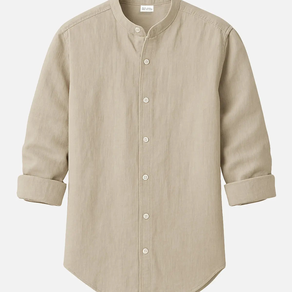 Men's Linen Blend Band Collar Long Sleeve Shirt ElevenOasis
