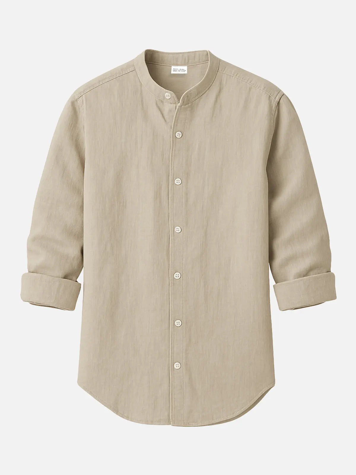 Men's Linen Blend Band Collar Long Sleeve Shirt ElevenOasis
