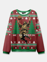 He is "Rizzin" Jesus Dunks Ugly Christmas Sweater ElevenOasis
