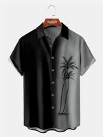 Hawaii Men's Gradient Coconut Tree Print Casual Breathable Short Sleeve Shirt ElevenOasis