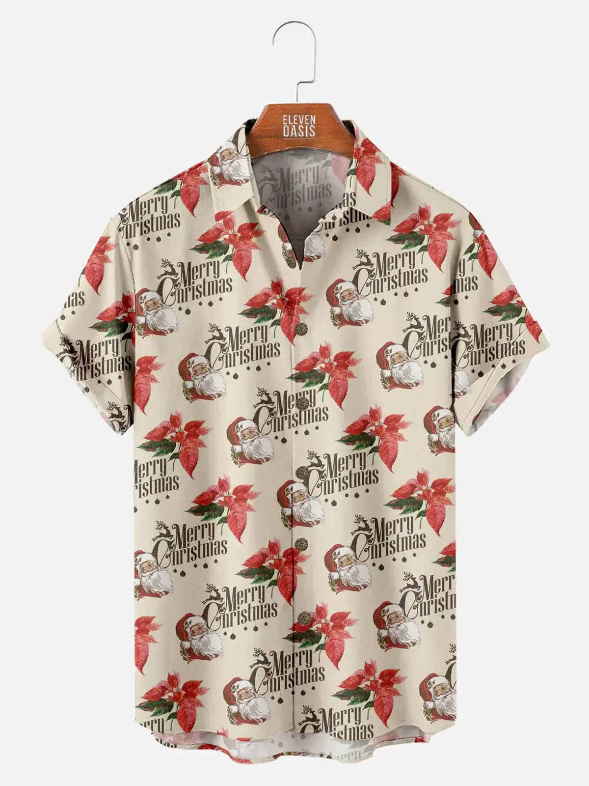 Christmas Santa Claus Men's Short Sleeve Shirt ElevenOasis