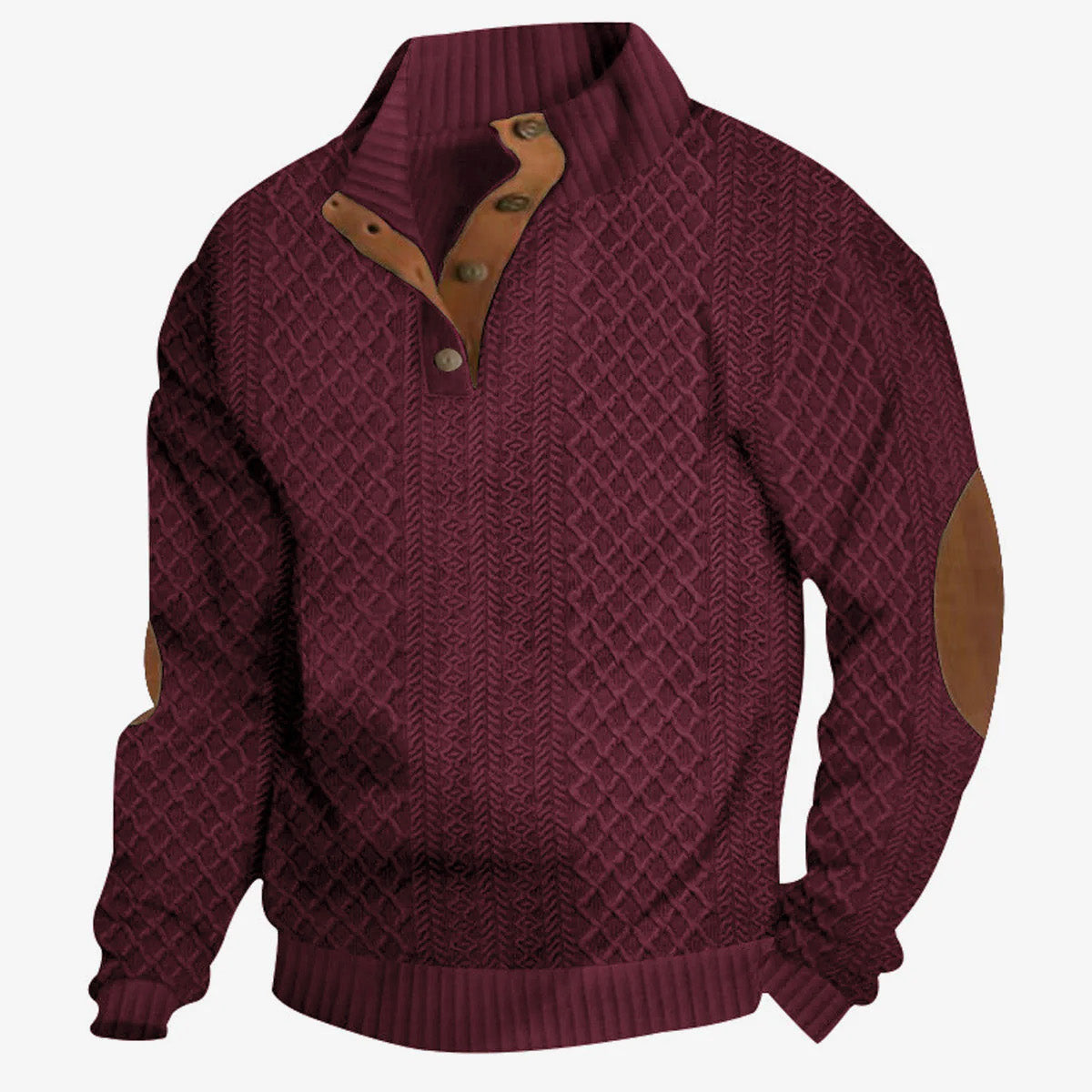 Men's Cable Knit Quarter Button Pullover Sweatshirt ElevenOasis