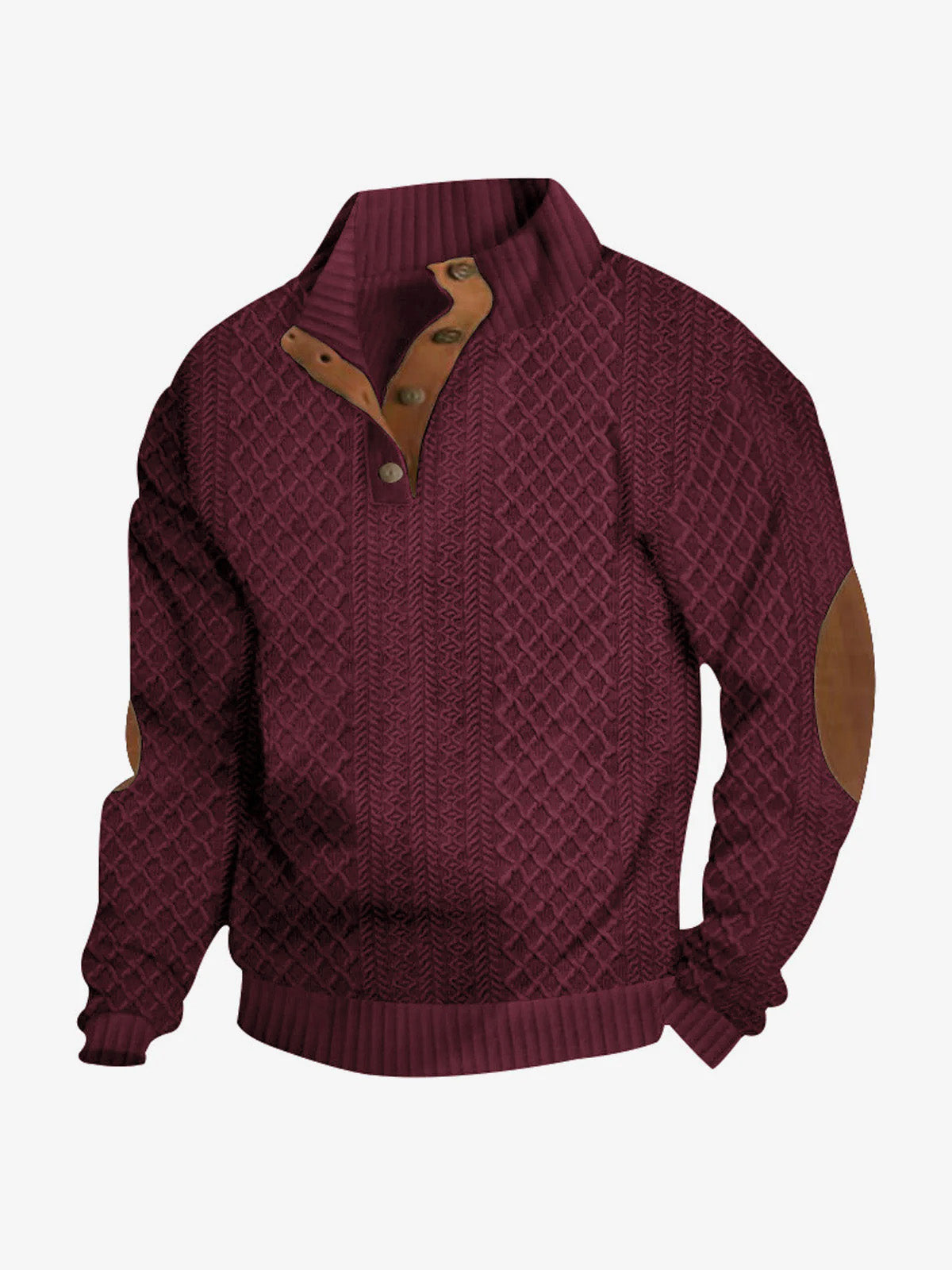 Men's Cable Knit Quarter Button Pullover Sweatshirt ElevenOasis