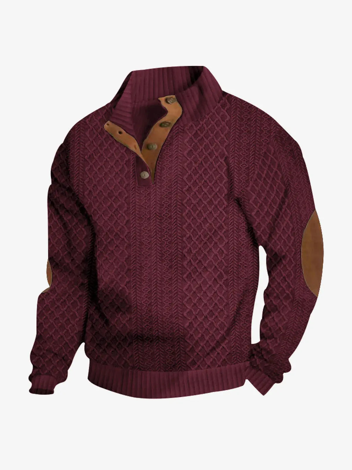 Men's Cable Knit Quarter Button Pullover Sweatshirt ElevenOasis