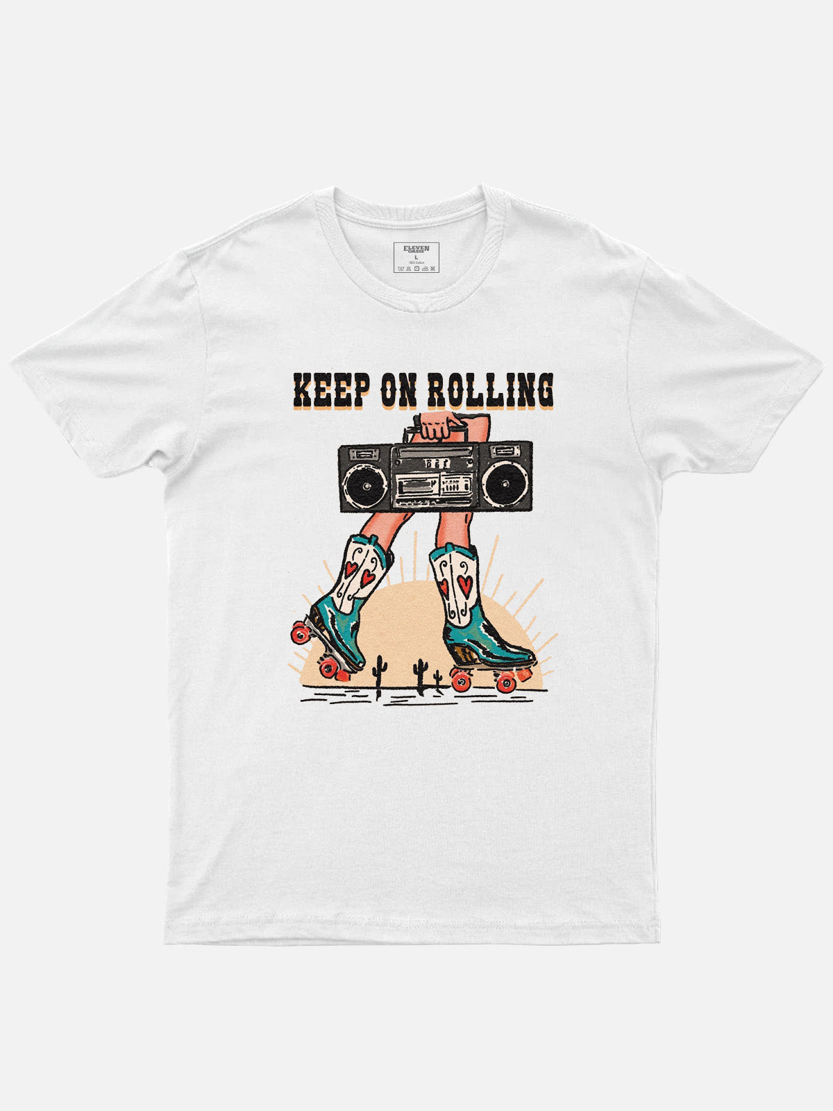 Keep On Rolling Cowboy Boots Cotton T-Shirt Eleven Oasis